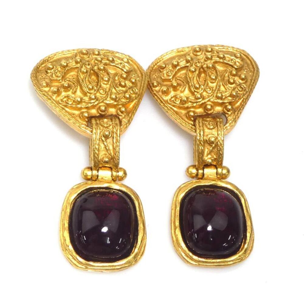 CHANEL Gold Logo Earrings